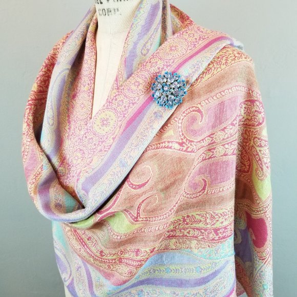 Colorful Rainbow Woven Women's Scarf / Wrap with Fringe 20 1/2" x 80" * NEW - Picture 7 of 14
